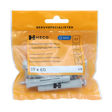 Universalplugg 10 x 60 mm inkl. skruv 6-pack Heco
